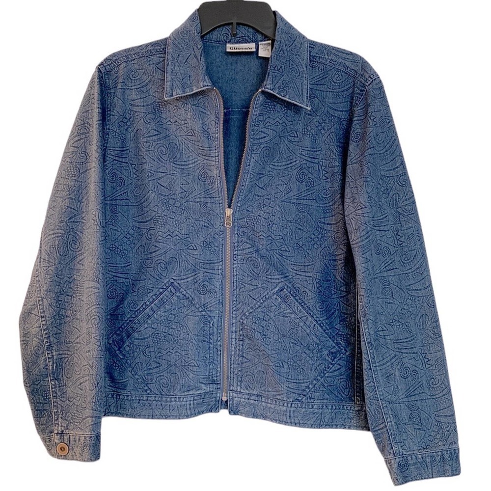 Chicos VTG Jean jacket full zip collared king sleeves button cuffs Medium
C